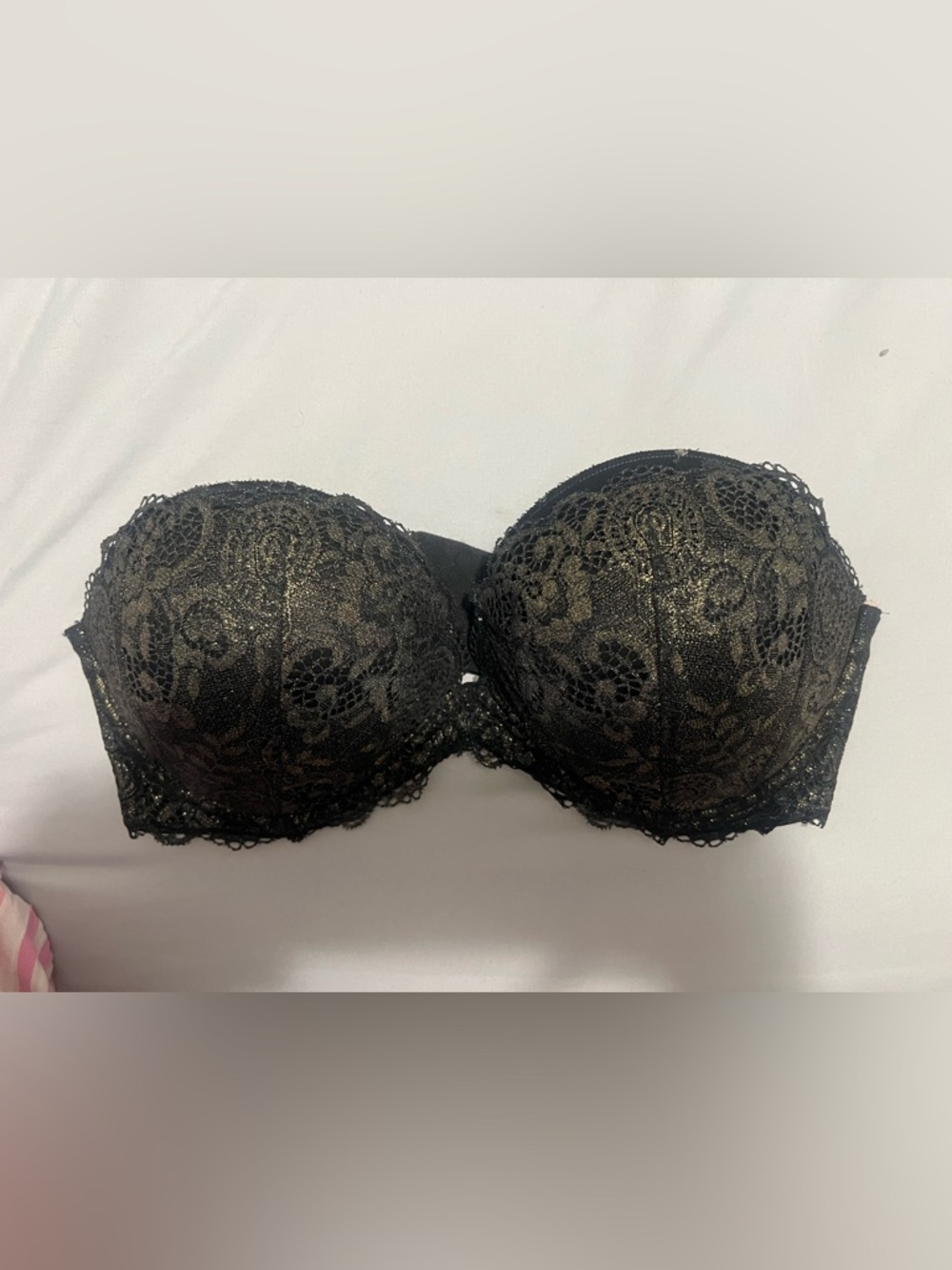 Victoria's Secret Black Lace Bra with Gold Accents